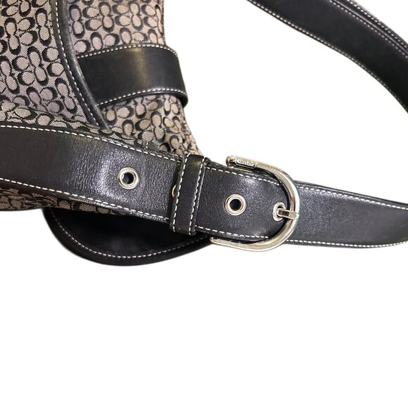 SOLD Coach Soho Y2K Signature Black & Grey Jacquard Buckle Flap Shoulder Bag - Picture 9 of 10